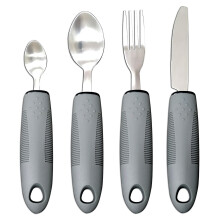 Disability Eating Aids - Cutlery For Elderly And Disabled With Tremors - Grey (1x Set)