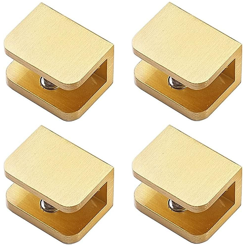 Pack Of 4 Glass Clamp, No-Drill-On-Glass Glass Holder Shelf Bracket Clip Support (For 10Mm-12Mm Glass, Gold) 8325502610550