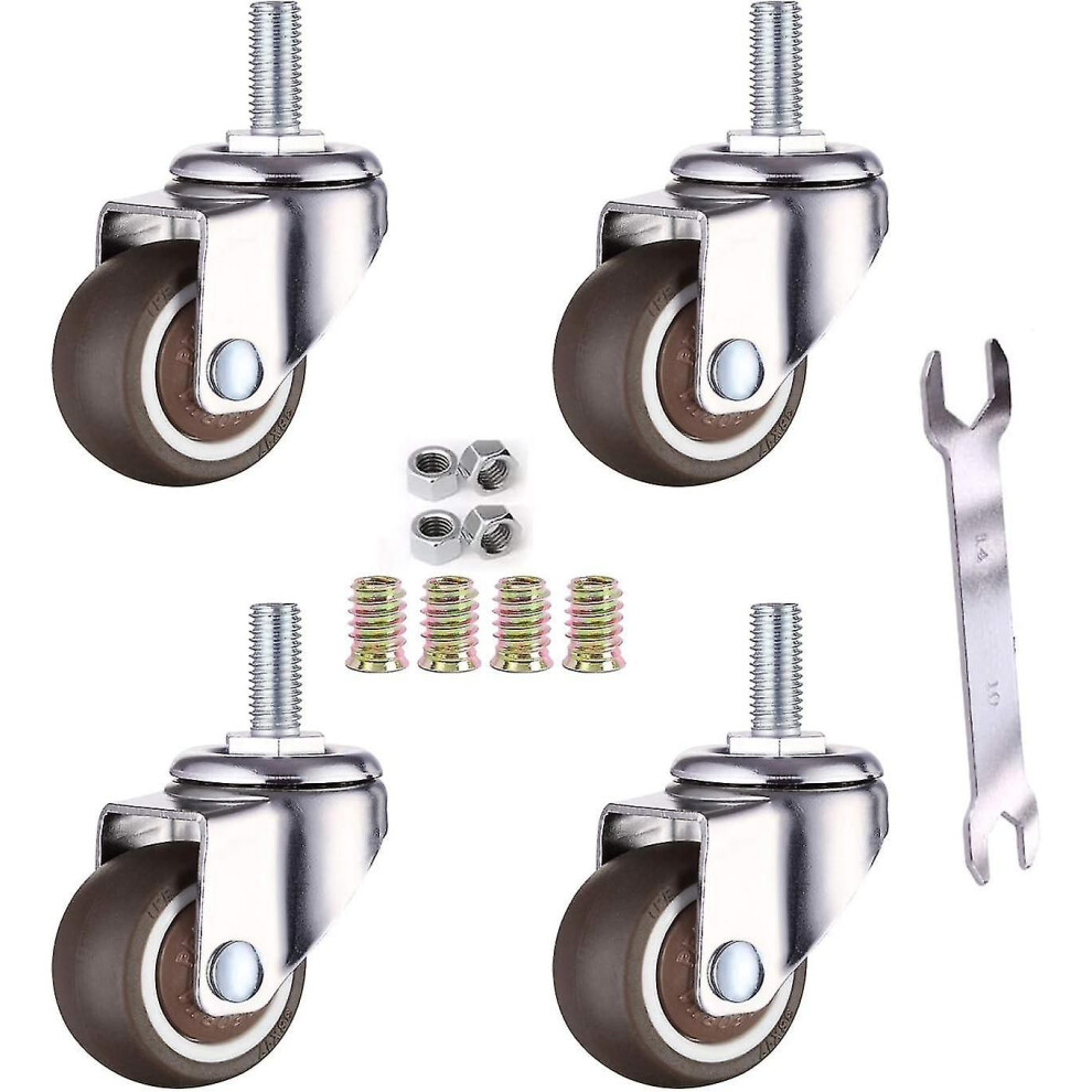 4 Pack M6 X 15Mm Furniture Swivel Caster Wheels With 32Mm Thread Tpe Soft Rubber 32Mm Thread 8293841790298
