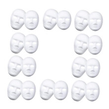 White Mask,12pcs Halloween Full Face Mask Blank Diy Mask Dance Cosplay Party Plain Masquerade Paper Mask To Decorate