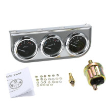 52MM Oil Pressure Celsius Water Temperature Gauge Voltmeter Chrome 3 in 1 Gauge Kit Car Motorcycle