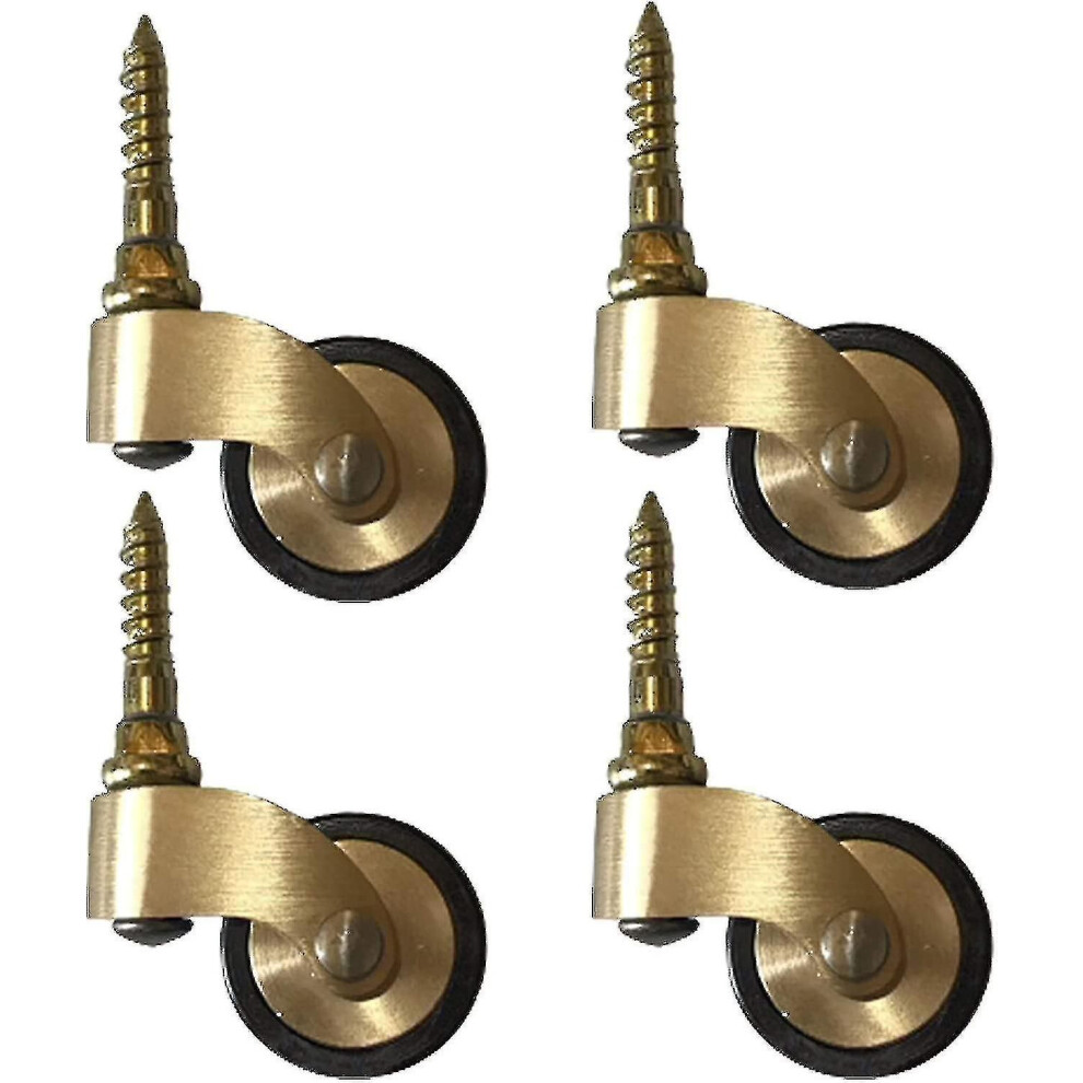 Solid Brass Furniture Casters, Old Style Rubber Swivel Wheels, 25Mm Diameter, 150Kg Load Capacity, Threaded Stem, For Piano Legs 8093317457041