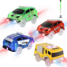 Vervangende raceauto's voor Flex Tracks Magic Tracks, met glow-in-the-dark LED-verlichting, Snap N Glow Trax accessoire op batterijen.