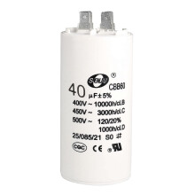CBB60 40µF 450V AC kaksoiskäynnistyskondensaattori 50/60Hz lieriömäinen 94 x 45mm valkoinen ilmakompressoreille, vesipumpuille ja moottoreille