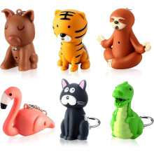 6 Pieces Nurse Flashlight Keychain with Animal Designs for Pediatric Use