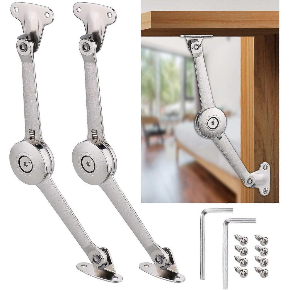 2Pcs Soft Close Lid Support Hinges With Screws & Hex Key Folding Lift Up Stay For Kitchen Cabinet Cupboard Wardrobe Toy Box 8010768051079