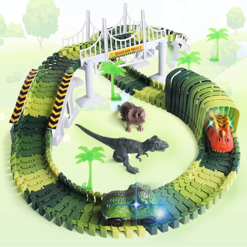 Replacement Track Car, 2-pack, Compatible with Most Tracks, LED Illuminated Dinosaur 1