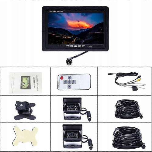 2 reversing camera monitors, 2 12V/24V bus cables 1
