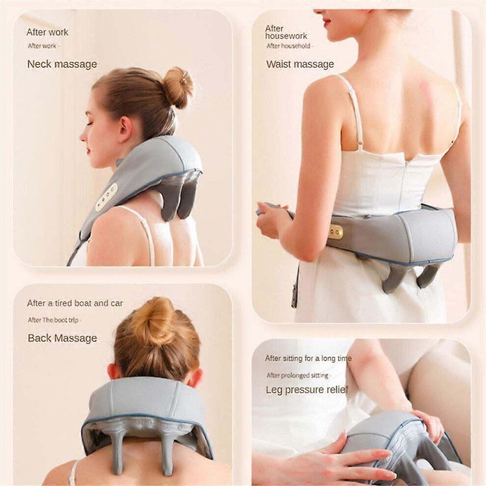 Grey 6D Kneading Massage Electric Massager, Neck- Cervical Spine Massager
