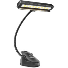 Professional music stand lamp for musicians, ultra-bright, with 19 LEDs, with clip, for piano and orchestra, 9 intensity levels, rechargeable.