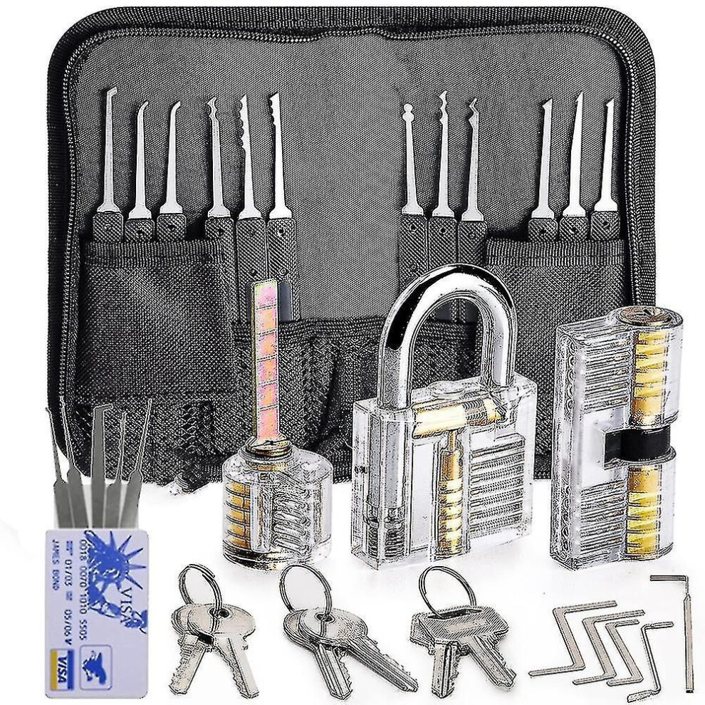 30-Piece Lock Picking Set, Lock Pick Set With 3 Transparent Training Locks And Instructions 8726072756066