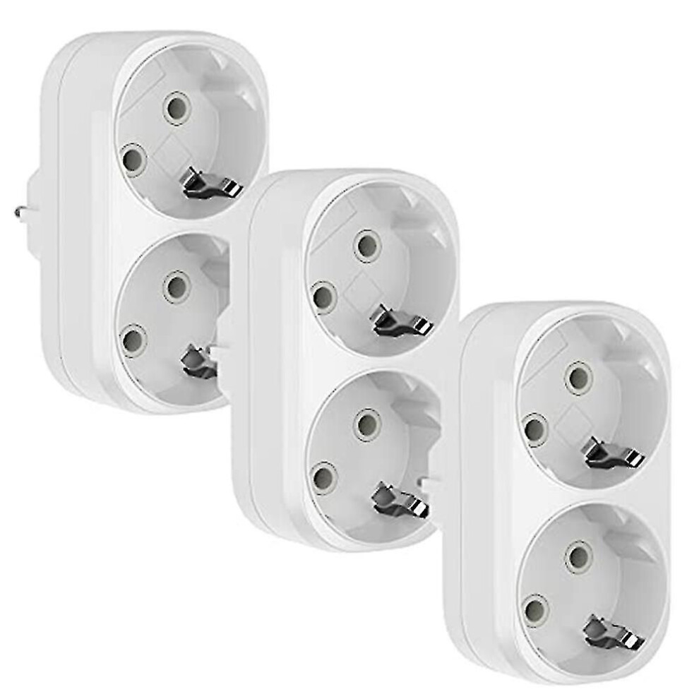 3Pcs Socket Adapter, 2 In 1 Double Plug Triple Socket 16A/250V, 3680W Max Double Socket Adapter Eu 8265329433850