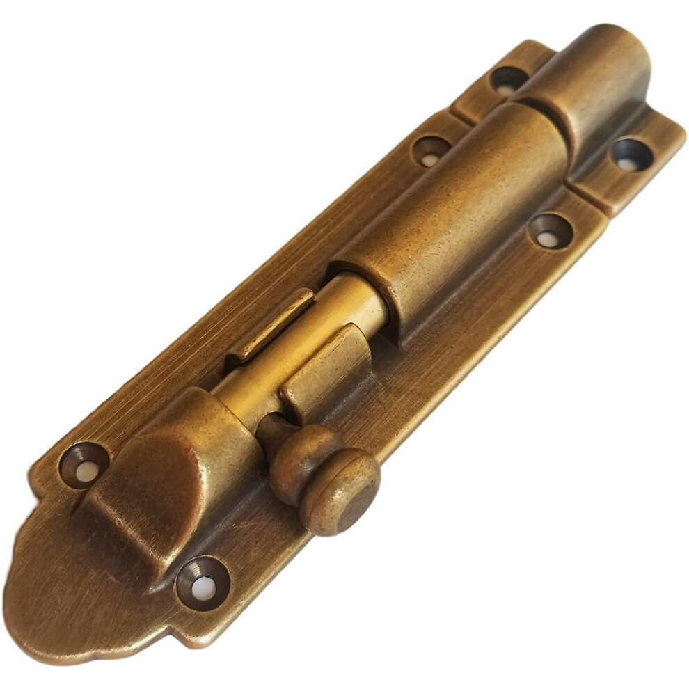 Solid Cast Brass Barrel Bolt, Antique Brass Door Slide Latch Lock, Heavy Duty Gate Sliding Bolt Latch 8295870254833