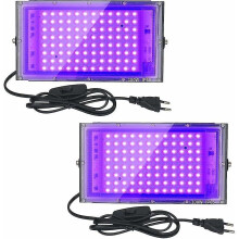 2 kpl 100 W:n UV-LED-mustavaloa, IP65-vedenpitävä ultraviolettilamppu akvaarioihin, juhliin, neonmaalauksiin ja loisteputkijulisteisiin