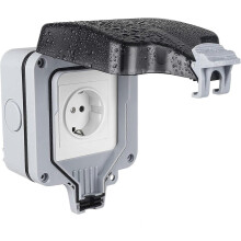 IP66 weatherproof outdoor socket with hinged cover