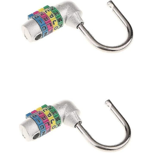 2pcs 4 Letter Dial Combination Padlock 4 Letter Code Pas  Lock - Silver