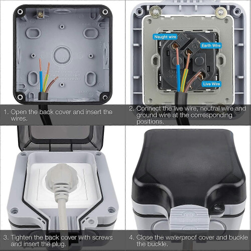 IP66 weatherproof outdoor socket with hinged cover 2