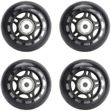 Juego de 4 ruedas para patines en línea con rodamientos de 70 mm, color negro, para uso en interiores y exteriores.