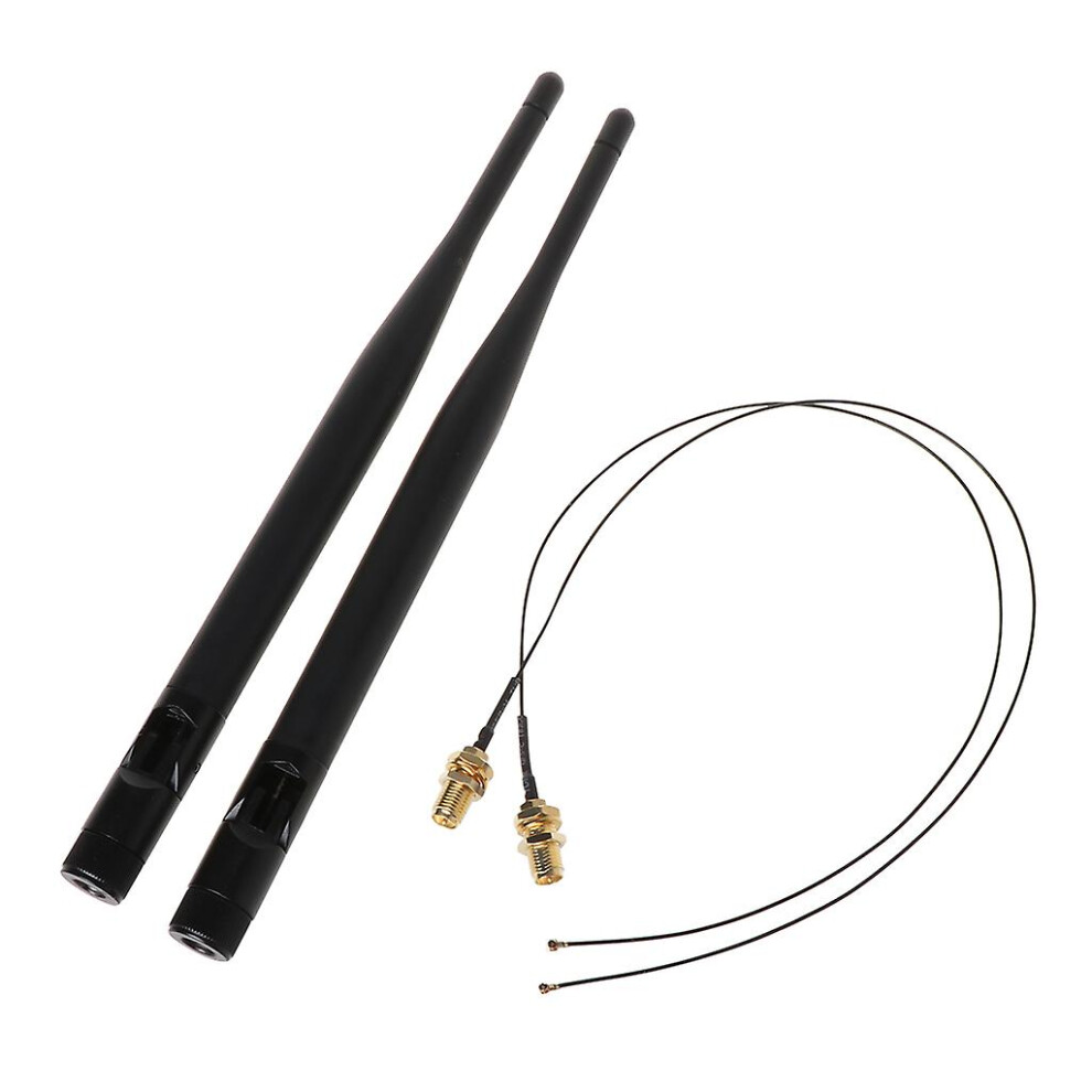 Wifi Antenna 6Dbi Rp-Sma 12In U.fl Ipex Mhf4 To Rp-Sma Pigtail Antennas Set 8075629079562