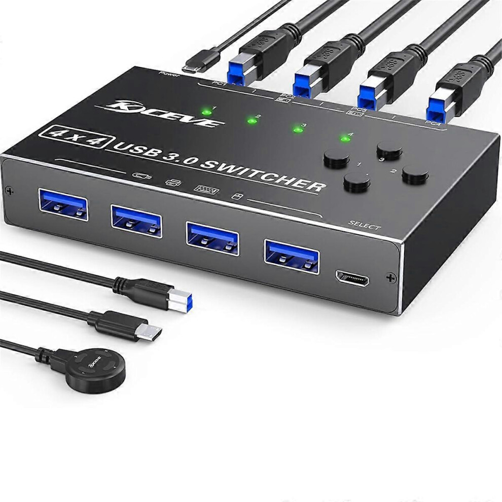 Usb 3.0 Switch For 4 Computers, 4 Ports Usb Switch Selector For Keyboard, Mouse, Switch, Printer Sharer 8716903566575