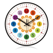 Wall Clock for Children Silent Non-Ticking Colorful Numbers Modern Design for Bedroom Kitchen School Room 12 Inch