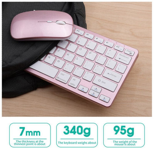 Wireless  Keyboard Mouse Three Mode Keyboard Rechargeable Keyboard Mouse Support Tablet Laptop Computer Black 2