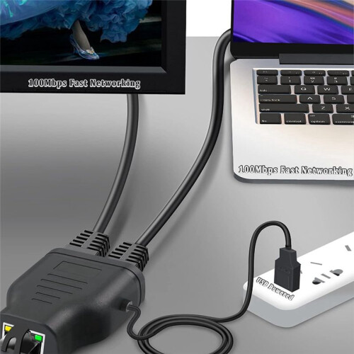 2-In-1 Adapter Network Hundred Megabit Network Sharing RJ45 Multifunctional One-Two Network Splitter 2