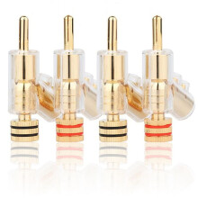 4 Piezas Hifi Chapado en Oro Cable de Altavoz Bloqueable Conector de Clavija de PláTano Amplificador de Audio Conector de Cable de Altavoz