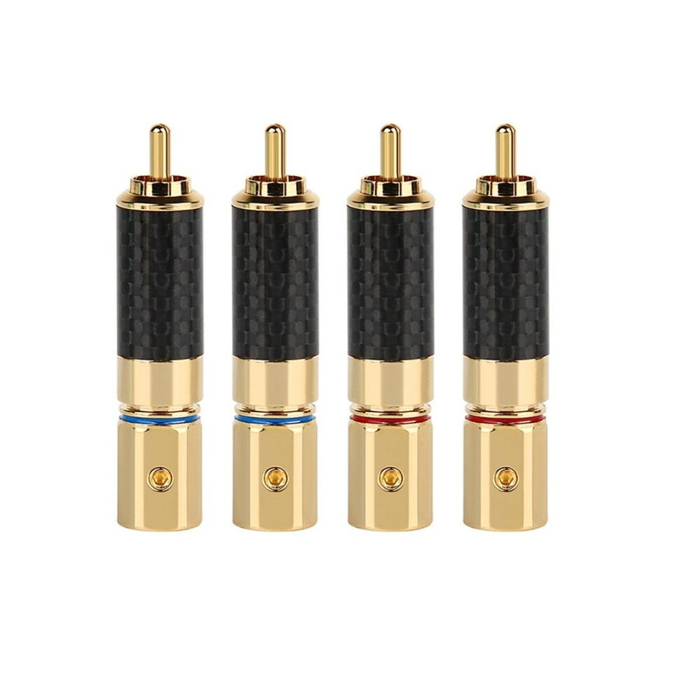 Hifi Rca Connector 10Mm Carbon Fiber Plated Lotus Plug Speaker Terminal Audio Power Subwoofer Amplifier Gold 6034057250563
