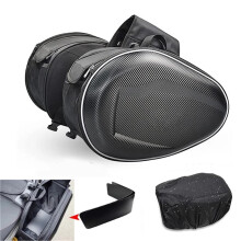 Motorcycle Saddlebags Waterproof PU Leather Side Bag with Cup Holder and Metal Buckle