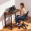 Homcom (Brown) HOMCOM Small Writing Desk with Wheels, Folding Study Table 9