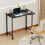 Homcom (Black) HOMCOM Small Writing Desk with Wheels, Folding Study Table 7