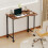 Homcom (Brown) HOMCOM Small Writing Desk with Wheels, Folding Study Table 7