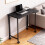 Homcom (Black) HOMCOM Small Writing Desk with Wheels, Folding Study Table 9