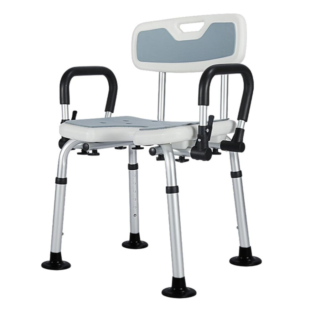 White Adjustable Height Shower Chair With Armrests Backrest, Nonslip Durable Bath Seat For Seniors, Comfortable Bathing Solution Blanco Ref: 3242