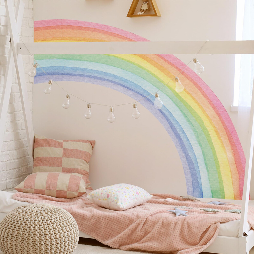 Rainbow Wall Sticker Removable Half Cut Design for Baby Girl Nursery Decor, DIY Colorful Wall Art, Easy to Apply