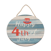 Decorazione patriottica per la porta, targa di benvenuto in legno con bandiera americana, design elegante con texture chiare e tema color block per