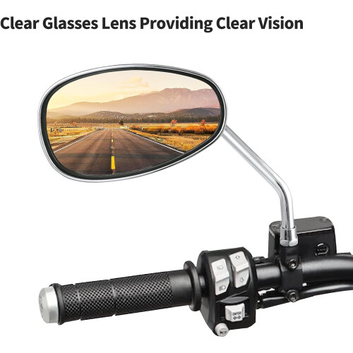 Silver OvalUniversal Chrome Motorcycle Mirrors, 10mm Rear View Side Mirrors Handle Bar End 2