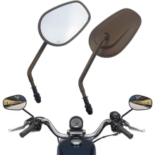 Bronze with harley screwUniversal Oval 8mm 10mm Motorcycle Rear View Side Mirrors, Compatible with Honda, Suzuki, Cruiser, Chopper, Yamaha, Kawasaki