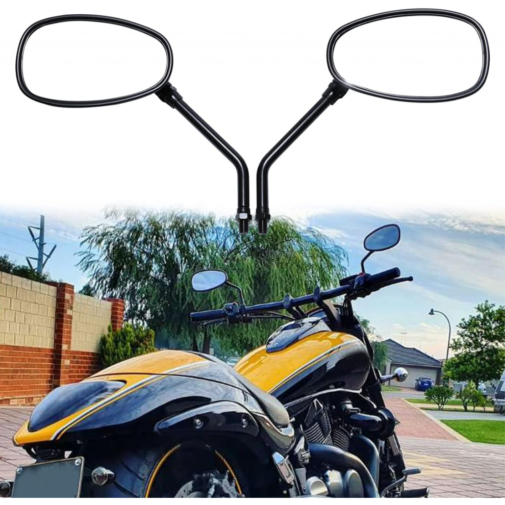 Blackchrome Motorcycle Handlebar Rearview Side Mirrors, 10Mm, For Sports Bike, Cruiser, Chopper, Dirt Bike, Scooter 7057162702061