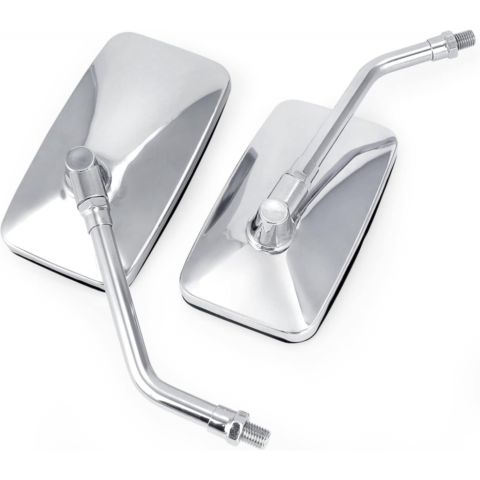Silver02universal Chrome Motorcycle Mirrors, 10Mm Rear View Side Mirrors Handle Bar End 7057162702054