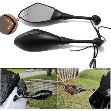 Matt black+Smoke LenMotorcycle Rearview Side Mirrors with LED Turn Signal, Compatible with Honda CBR 1000RR 600RR 250R, Suzuki GSXR600 GSXR750