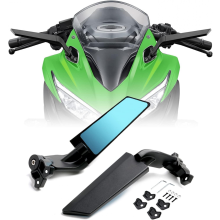 Motorcycle Adjustable Aluminum Rearview Mirrors - Wind Wing Mirrors Compatible with 2018-2022 Kawasaki Ninja 400, 650, ZX10R, ZX6R, ZX-636 & Honda Su