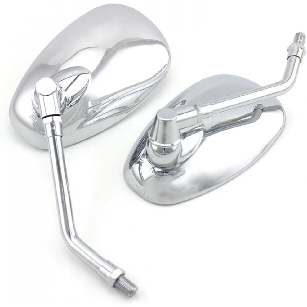 Silver02universal Chrome Motorcycle Mirrors, 10Mm Rear View Side Mirrors Handle Bar End 7057162702047