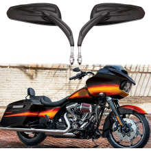 Black18mm Black Motorcycle Rearview Side Mirrors - Hollow Styling for Harley Bobber, Cruiser, Custom, MT