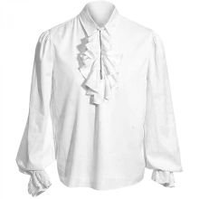 WhiteLMens Pirate Shirt Long Sleeve Blouse Renaissance Ruffled Tops Steampunk Costume Shirt Medieval Shirt Vampires Shirt White XX