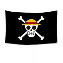 5722-160 x 90 cmOne Piece Pirate Skull Flag Home Bedroom Wall Decor Banner Painting Luffy Straw Hat Pirates Flag Toy Stapestries Wall Stickers
