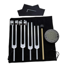 Diapason neri argentati per set di guarigione 128Hz, 136Hz, 256Hz, 384Hz e attivatore di disco da hockey per guarigione, terapia del suono, Keep Body