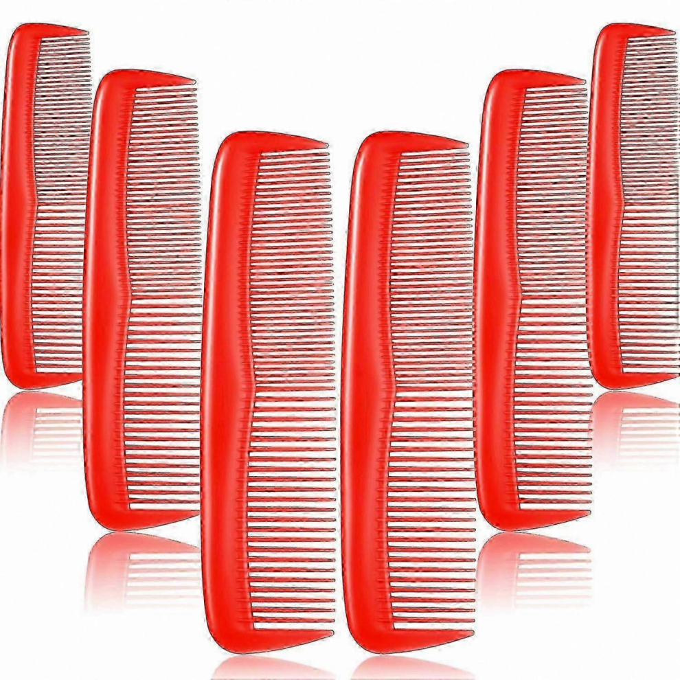 Red12-Pack Hair Combs for Women & Men, Compact Fine-Tooth Dressing Comb, Lightweight Plastic, Black
