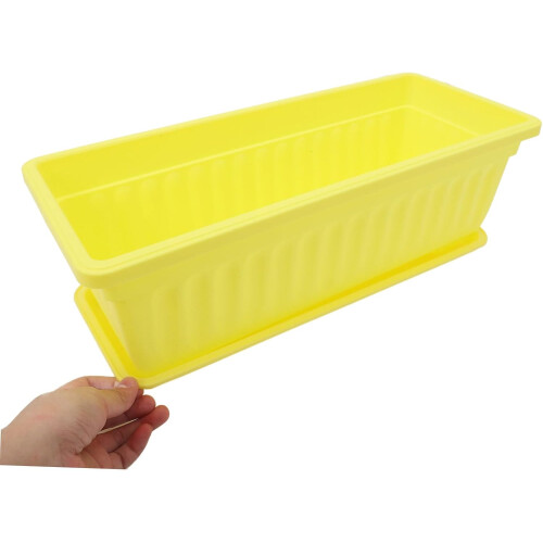 Large Rectangular Garden Planter Box with Multiple Drainage Holes for Indoor Outdoor Use Yellow 1
